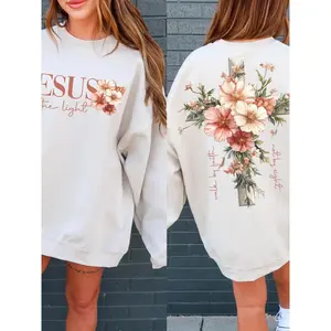 Jesus Is Light Floral Christian Shirt Inspirational Quote Sweatshirt Bible Verse Floral Religious He Is Enough Grace Religious Shirt, Bible Verse, Religious Sweatshirt, Unisex Casual Top