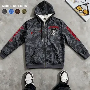 Men's Zip-Up Hoodie Casual Sporty Streetwear Relaxed Fit Unisex Vintage Retro Classic Acid Washed Camo Base Eye Graphics Y2K Clothing Fall 2025 Winter Sweatshirts Gift for Birthday Holidays Long Sleeve SWAG INS Style Menswear Bestie Tops Gamis Outfit Love