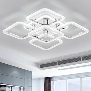 Modern LED Square Ceiling Light, Adjustable Dimmable Pendant Lamp, Remote Control, Nordic Design for Living Room, Bedroom Ceiling Fixture, LED Ceiling Lights, Dimming Lighting, LED Chandelier, Decorative Lights
