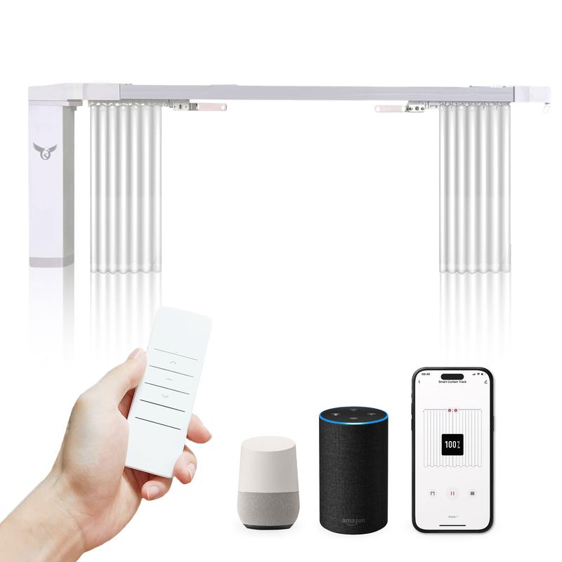 Osprey Smart Curtain Track, Single-Piece Motorized Rod, Adjustable Length, Quiet Heavy-Duty Motor, Remote & App Control, Works with Alexa & Google Assistant, Ceiling or Wall Mount
