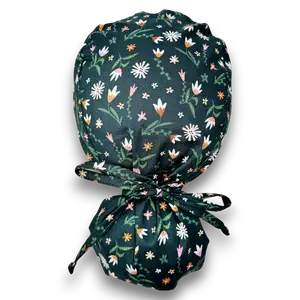 Floral Ponytail scrub cap for women with satin lined option by Paradise Caps.