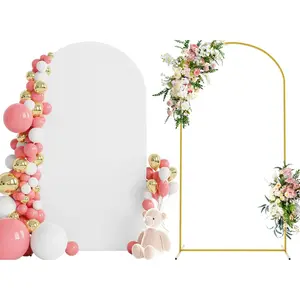 7.2 FT Wedding Arch Backdrop Stand and White Arch Cover, Arch Stand with Arch Stand Cover for Birthday Wedding Bridal Baby Shower Event