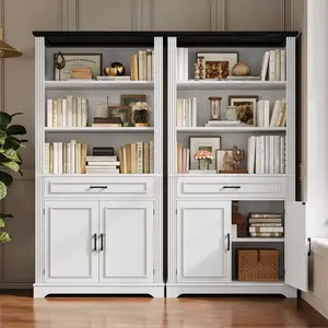 SEDETA Farmhouse Bookshelves and Bookcases with Doors and Drawer, Bookshelf with Storage, Floor Standing 6 Shelf Display Storage Shelves 70 in Tall Bookshelf for Home Office, Living Room SEDETA Farmhouse Bookshelves and Bookcases with Doors and Drawer, Bookshelf with Storage, Floor Standing 6 Shelf Display Storage Shelves 70 in Tall Bookshelf for Home Office, Living Room