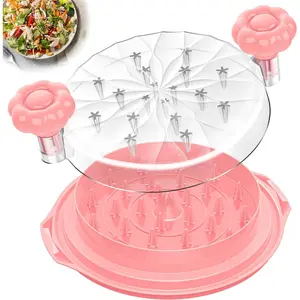 Handheld 10-in Sturdy Plastic Bowl Chicken & Meat Shredder Machine, Rotating Pro Kitchen Utensil, Transparent Cover Lid, Cleaning Brush, Anti-Slip Strip, Ergonomic Handle (Pink)