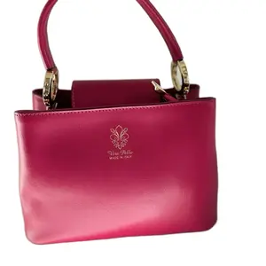 Two Way Handbag Leather - Burgundy with Gold Hardware, Classic Design, Ideal for Everyday Use
