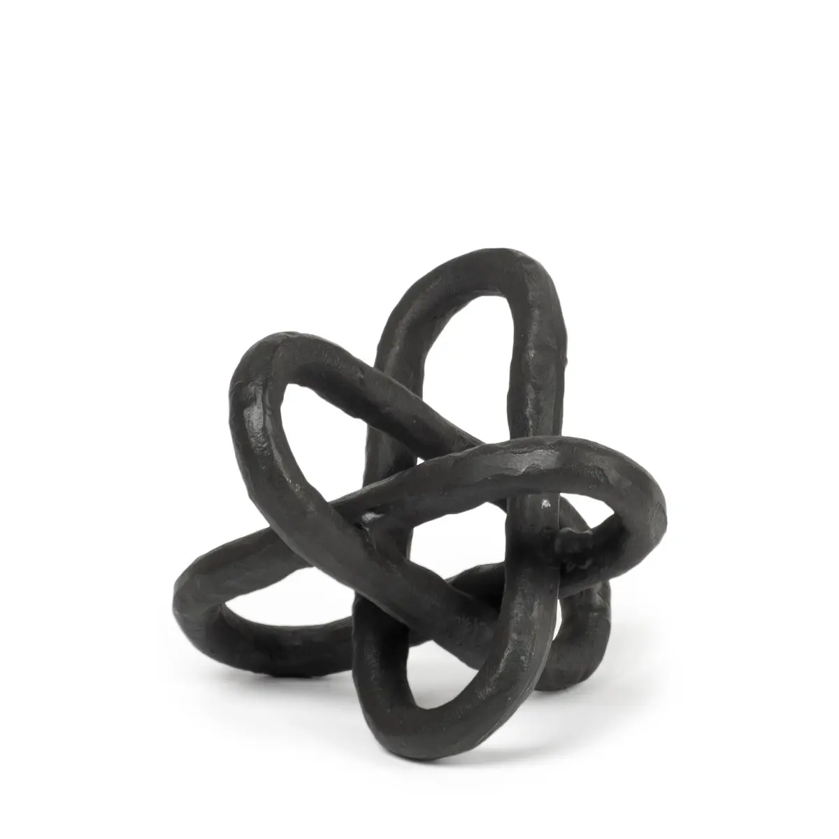 360 stand Oval Industrial Vintage Chain-Shape Petite Black Metal Sculpture, 7x7x7in Chain Link Statue for Home Room Decor, Compact Metal Statues, Home Supplies, 7" H X 7" W X 7" D