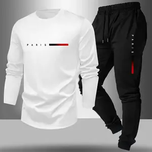 Men's Pullover Crew Neck Sweater Printed Letters Casual Fashion Versatile Windproof Sweater Two-piece Jacket