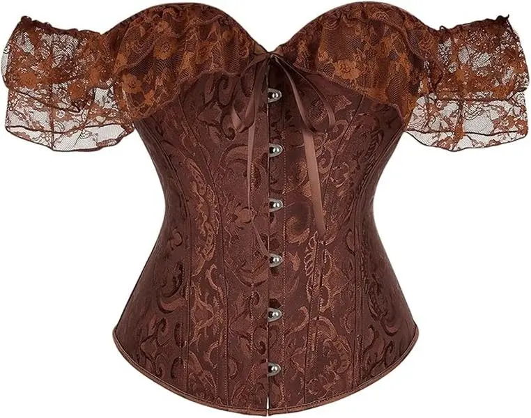 Women's Renaissance Bustier Floral Off Shoulder Corset Criss Cross Lace Up Shapewear Tops