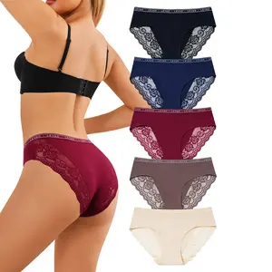 LEVAO Low Waist Women’s Cotton Lace Cheeky Bikini Underwear – Soft Breathable Everyday Panties, 5 Pack S–XXL