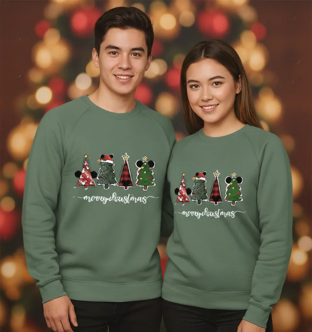 Mickey Mouse Christmas Tree Squad Festive Holiday Park Sweatshirt