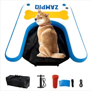 Large Dog Water Ramp Float Floating Ramp-Swimming Pets Up to 200 Pounds Large Dogs-Inflatable Stairs for Boats, Docks, with Pump/Rope/Repair Kit - PVC Anti-Slip Fabric
