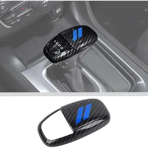 Gear Shift Shifter Knobs Cover Trim for 2015-2025+ Dodge Challenger Charger 2018-2023 Durango Interior Accessories Blue Carbon Fiber