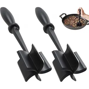 2 Pcs Meat, Upgrade Hamburger Smasher, Premium Heat Resistant Meat Masher for Ground Beef, Ground Turkey and More, Non Stick Mix Grinder