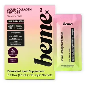 BeMe Liquid Collagen Drink for Radiant Skin, Strong Hair & Nails – VERISOL Collagen Peptides with Biotin, CoQ10 & Vitamin C – 98% Bioavailability for Fast Results – Beauty Supplement (30 Sachets)