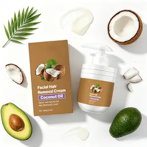 Coconut Oil Hair Removal Cream – Gentle Facial & Body Depilatory with Botanical Extracts for Smooth, Hydrated Skin  （）