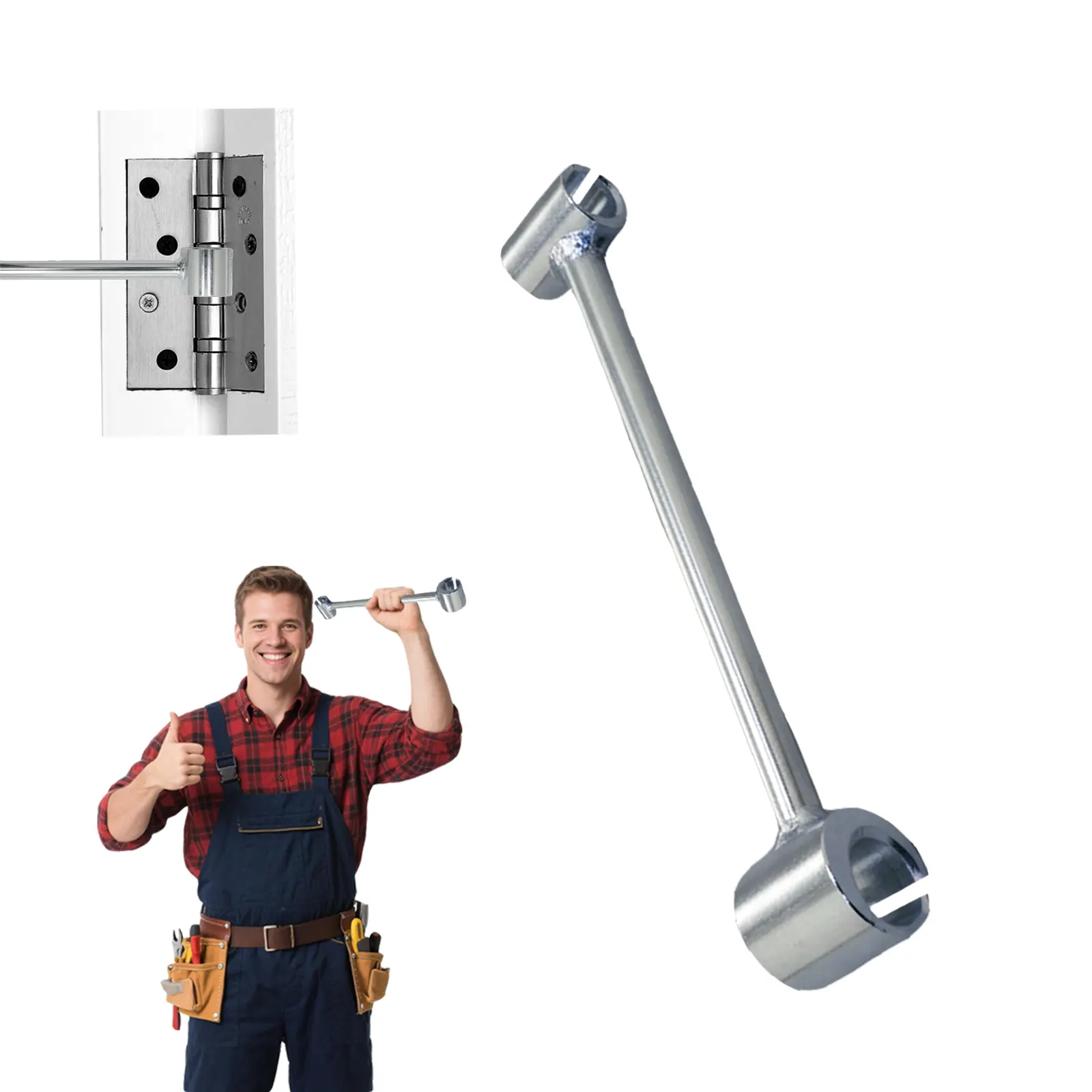 Heavy-Duty Door Hinge Adjustment Tool Kit, Double-Headed Adjustable Hinge Gap Wrench for 14–19mm Hinges, Professional Calibration and Repair, Durable Door Closers, Suitable for Various Door Gap Repairs, Hinge Tightening Tools, Door Hardware, Wrench