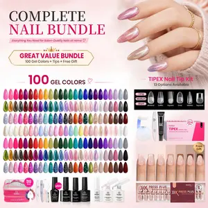 【Bundle】Beetles 100 Colors 5ML Gel Nail Polish Set&224PCS Tipex Instant Apex Nail Tips Kit&7 Colors 224PCS French Tip Press On Nails Salon Quality Gift For Women