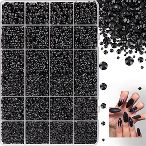 #Summervibes Black Resin Diamond Craft Set: 24 Grids (30,000 Diamonds),  Gifted Tools,  2,3,4,5,6mm Resin Flat Back Crystals for Craftings, Crafts, Clothes, Shoes, Nails