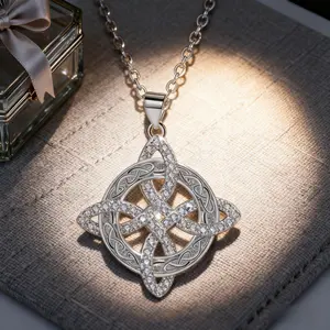 Celtic Knot Hecate Pendant Necklace| 316 Stainless Steel| Artificial Gemstone, Women’s Gift