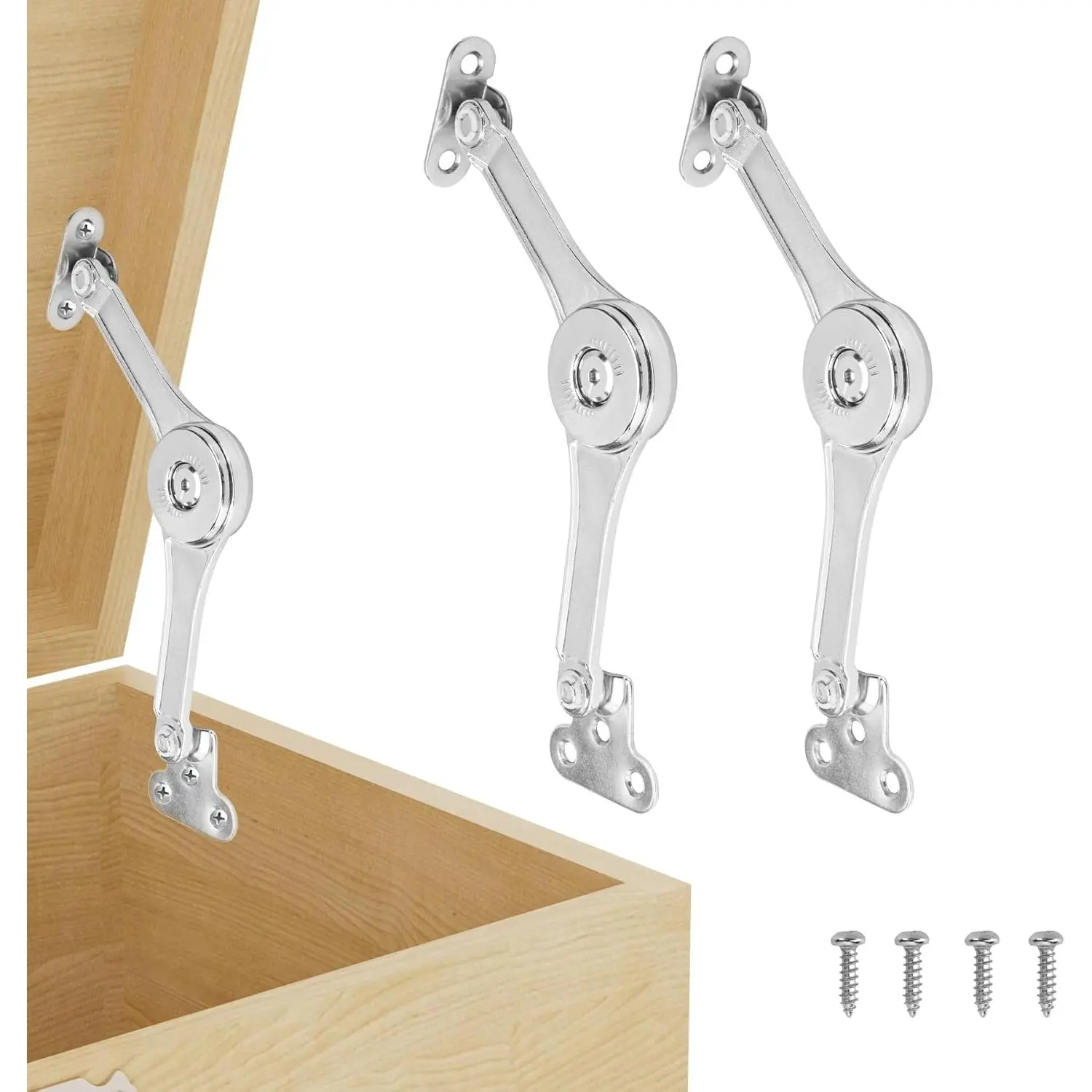 2 Pack | Adjustable Lid Stay Hinges for Small Wooden Toy Boxes & Chests | Zinc Alloy Lid Support Hinges for Safe, Smooth Support.
