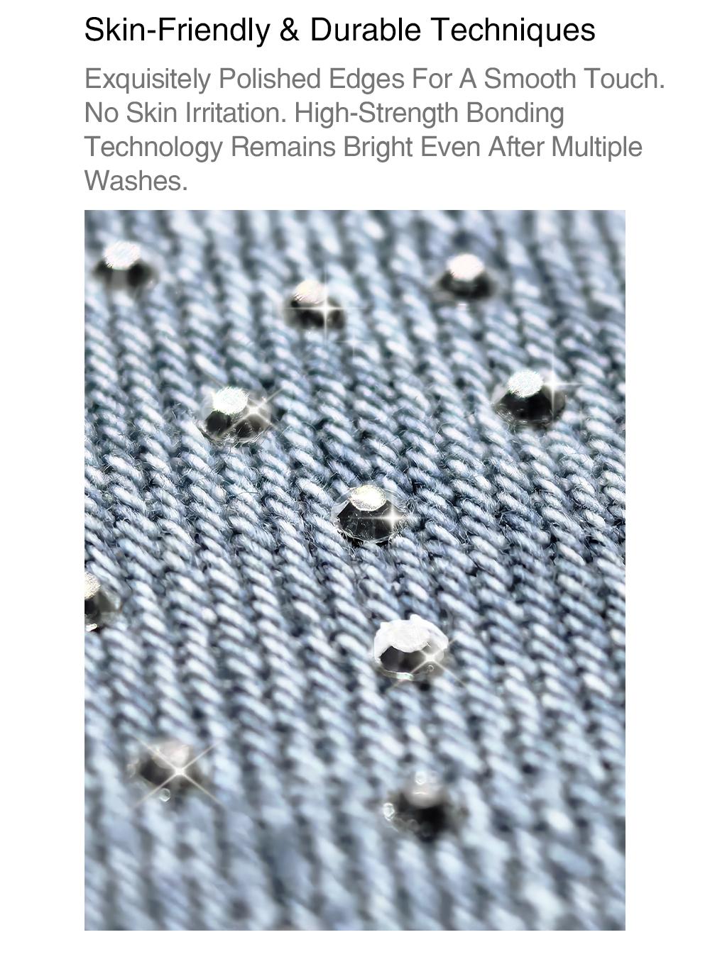 Lux Lee Spring Rhinestone Baggy Straight Jeans - High-Waisted, Slimming & All-Match, Distressed & Washed Denim, Sparkling Side Rhinestones, Loose Fit, Casual Streetwear, All-Match Trendy Y2K Pants for Women