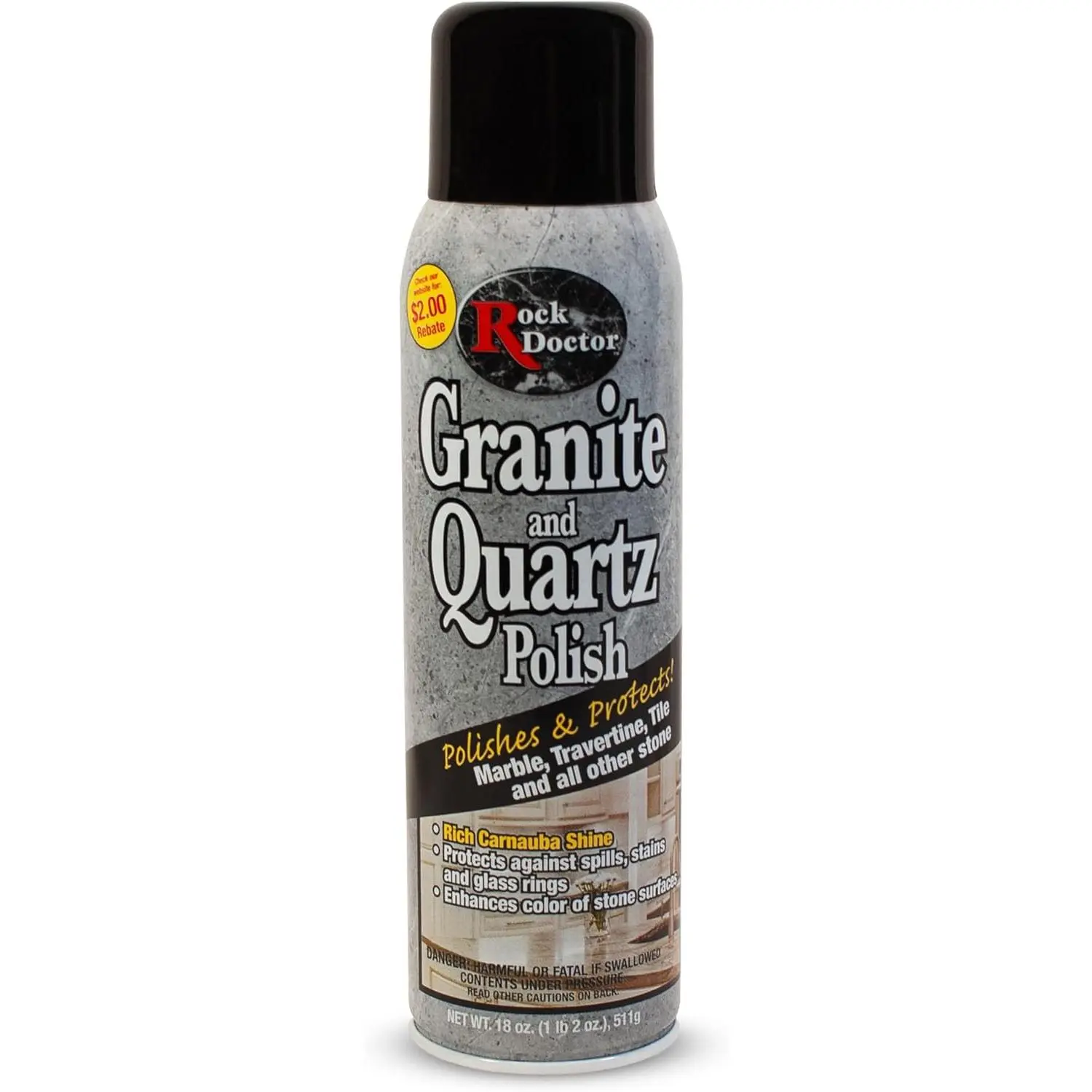 Rock Doctor Granite Polish Spray and Surface,oz.Can Polish Tile, Marble, Kitchen Countertop, and Natural Stone Surfaces, StreakFree Shine Pack of