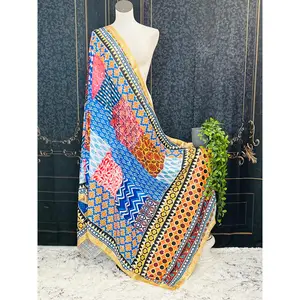 Multi color mirror work dupatta