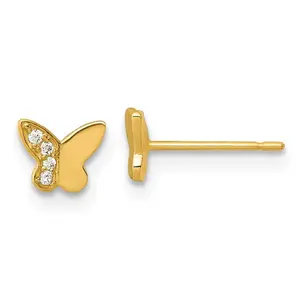 14k Madi K Polished CZ Butterfly Post Earrings (0.49 grams)