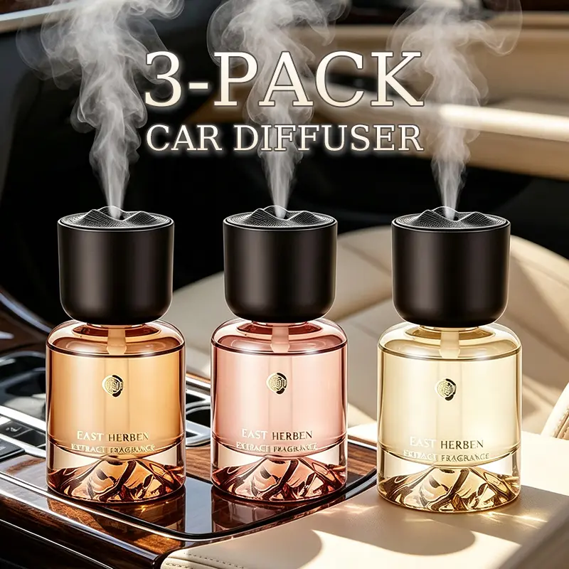 3-Pack Type-C Rechargeable Car Air Freshener Diffusers, 120ml Each, Vibration-Activated, 5-Level Adjustable Scent Intensity, for Vehicles