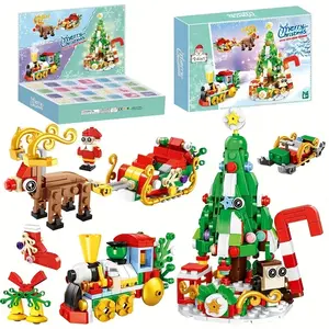 24-In-1 Christmas Countdown Building Block Set, DIY Puzzle Toy Kit, Creative Gift Box, Festive Train & Tree Models, Holiday Fun for Kids