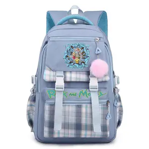 Rick & Morty Backpack Adult Men's and Women's Classic and Lightweight Backpacks Large Capacity Portable Outdoor Travel Daypack Bag Style-3-Blue