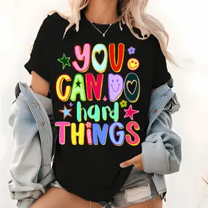 Women's Motivational T-Shirt - "Today’s Reminder: You Can Do Hard Things Even When They Feel Impossible" Daily Hype Tee