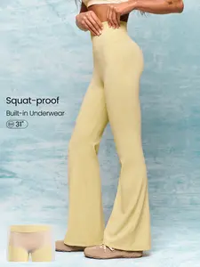 GLOWMODE 31" FeatherFit Flared Leggings Pants With Built-In Shorts Low Impact Yoga Daily TikTokShopBlackFriday