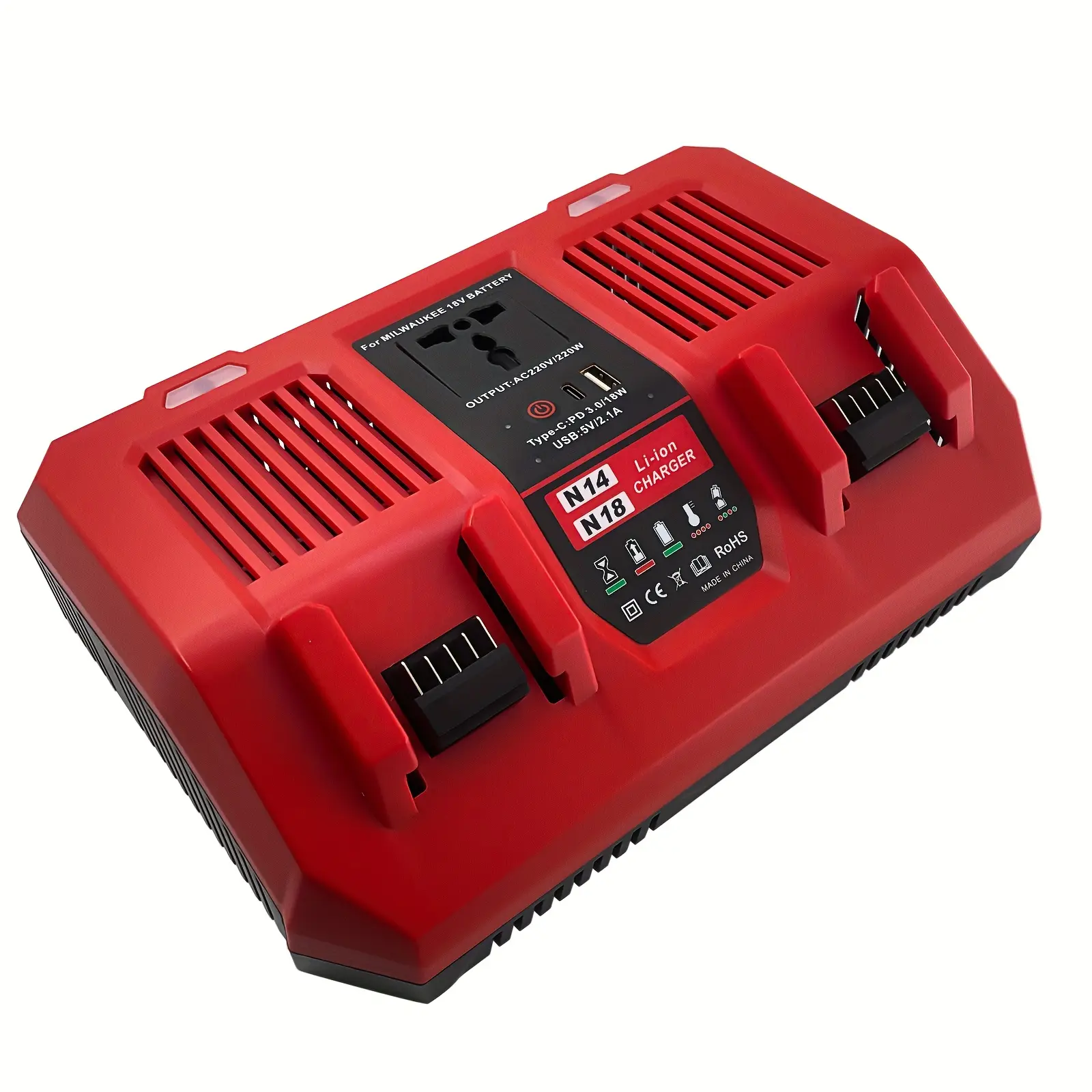 Dual Port 6A Rapid Battery Charger | Replacement for MK-18 for Milwaukee Charger | For 14.4V-18V XC Lithium-ion Battery | Compatible with 48-59-1890 48-59-1812 48-11-1850 48-11-1820 48-11-1835 48-59-1802 | For Milwaukee Power Tools | Safe Fast Charging