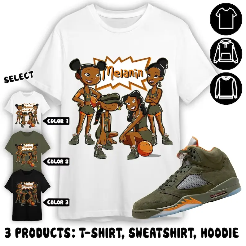 Jordan 5 Olive Unisex Shirt, Basketball Melanin Team, Shirt To Match Sneaker Color Military Green, Olive Jordan 5 tee