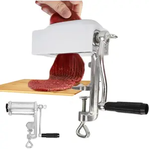Manual Meat Tenderizer Machine, Meat Cuber, Quick and Easy Beef Steak Flatten Tool Aluminum Alloy Construction Clamp-on Rolling Cuber Tool Steak Flatten Cuber