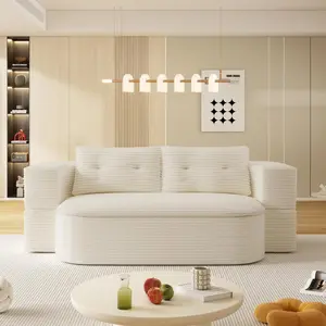 78.7" Modern 2-in-1 Foldable Sofa with Functional Blanket and 2 Soft Pillows,Comfortable Plush Corduroy Fabric Sofa, Convertible Sleeper Sofa Bed, Deep Seat Sofa Couch for Living Room, Bedroom    RR