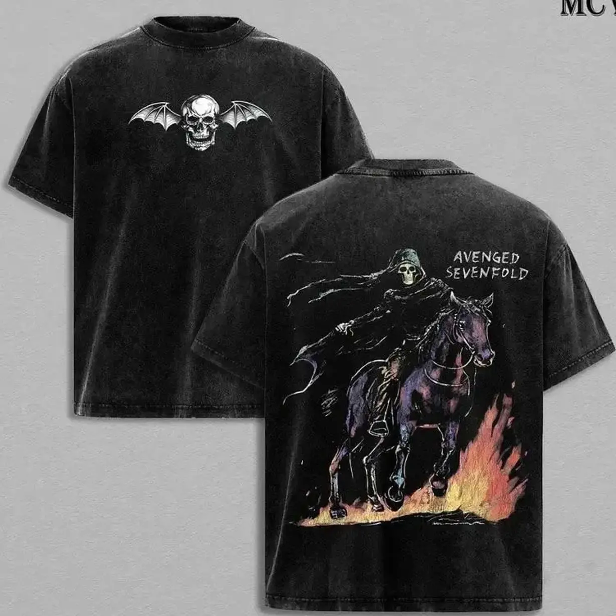 Avenged Sevenfold Band Tee Washed – Vintage Acid Wash Heavy Cotton Oversize Unisex Rock Band T-Shirt, Sweatshirt & Hoodie, Retro Y2K Metalcore Streetwear Top, A7X Tour Merch Menswear for Fans M5L