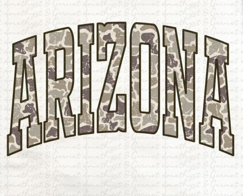 Gildan CAMO State Crewneck Sweatshirt - Ash Color, 100% Cotton, All 50 States Available