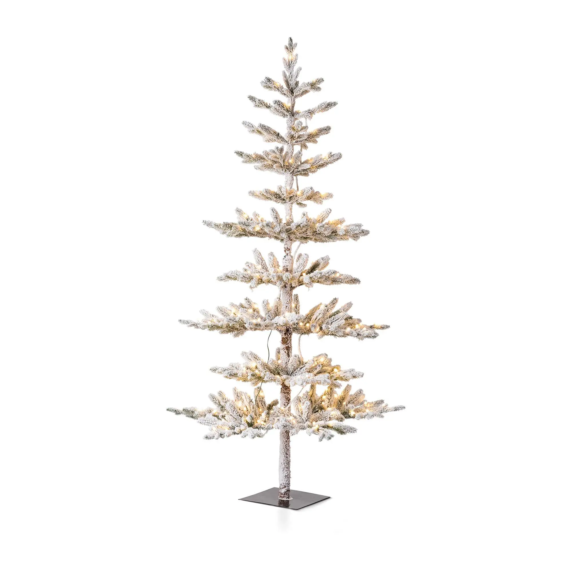 Glitzhome 6ft Deluxe Flocked Pine LED Lighted C hristmas Tree