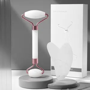 Rose Quartz Roller Massager Set Non-Jade Facial Roller Massager Facial Beauty Gua Sha Double-Headed Massage Stick Facial Care Tools