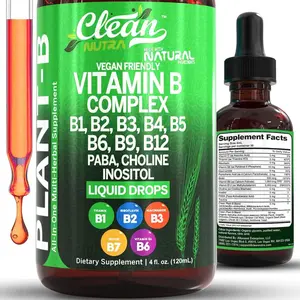 Clean Nutra Vitamin B Complex, B1, B2, B3, B4, B5, B6, B9, B12, Paba, Choline Inositol & More Beet Supplement Liquid Drops - Plant-B Clean Nutra Vitamin B Complex, B1, B2, B3, B4, B5, B6, B9, B12, Paba, Choline Inositol & More Beet Supplement Liquid Drops - Plant-B