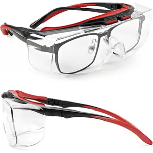 Safety Glasses Over Eyeglasses, ANSI Z87.1 Lenses with Anti-Fog & Scratch, UV Protection, Soft TPR Nose Pads, Adjustable Protective Eyewear Goggles