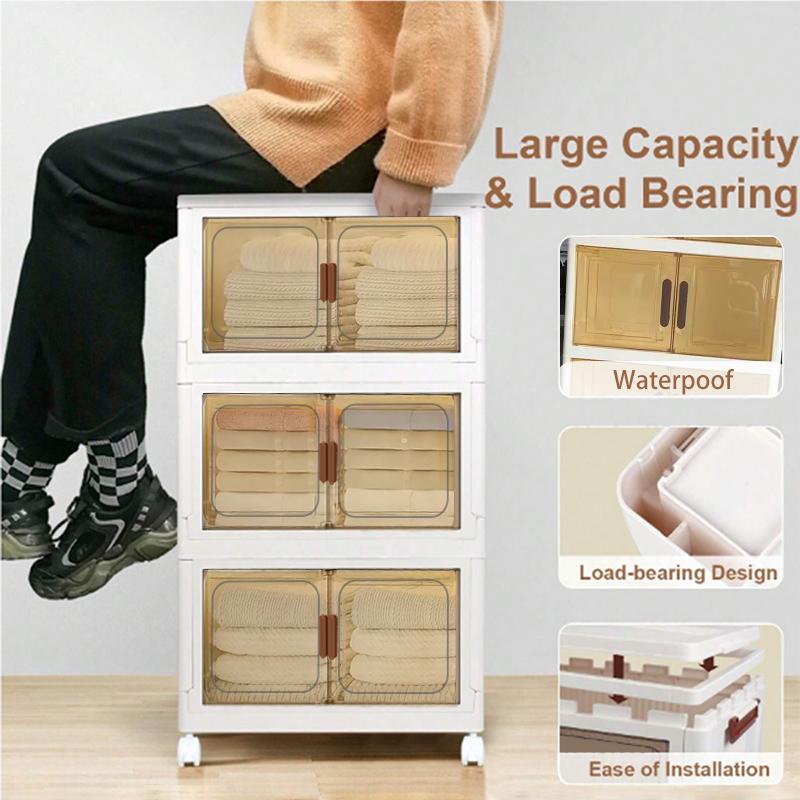 50cm-2/3/4/5 layers Foldable Storage Bin - Large Capacity, Stackable Organizer for Clothes, Toys, Books & More - Easy Setup, No Assembly Required - For Home Organization - Suitable for Bedroom & Living Room - Great Gift for Housewarming