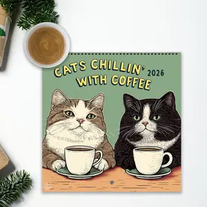 2026 Cat Calendar, Desk Calendar, Calendars Planners, Cats & Coffee Blissful Time, Fun Cat Gift, Unique Home Decor for Cat Lovers and Coffee Enthusiasts