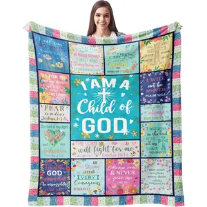 CUJUYO Christian Gifts for Women Blanket 60"x50" - Religious Catholic Baptism Confirmation Gifts for Girls - Birthday Inspirational Spiritual Present for Women - Bible Verse Flower Christian Blankets