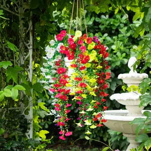 30" UV Resistant Artificial Morning Glory Hanging Plant (Indoor/Outdoor) - Set of 6