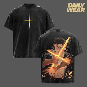 Hiromi Higuruma Vintage Washed Oversized T-Shirt, JJK Higuruma Culling Game Graphic Tee, Unisex Streetwear Anime Soft Cotton Top Outfit for Men, Casual Menswear Gift for Jujutsu Kaisen Fans