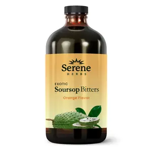 Serene Herbs Soursop Bitters Liquid Orange with Soursop Leaves for Gut Cleanse, Detox, Digestive Wellness & Immune Boost with Black Seed, Moringa, Irish Moss, Ashwaganda, Turmeric (16 FL oz, Orange)