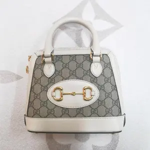 Pre-owned GUCCI Cowhide Shoulder Bags Horsebit 1955 Mini Beige Coated Canvas Horsebit Crossbody Bag